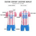Custom White Light Pink Vertical Stripes Casual Outdoor Soccer Sets Jersey