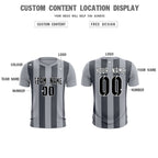 Custom Gray Dark Gray Vertical Stripes Casual Outdoor Soccer Sets Jersey