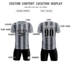 Custom Gray Dark Gray Vertical Stripes Casual Outdoor Soccer Sets Jersey