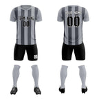Custom Gray Dark Gray Vertical Stripes Casual Outdoor Soccer Sets Jersey