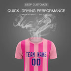 Custom Light Pink Pink Vertical Stripes Casual Outdoor Soccer Sets Jersey
