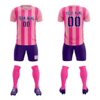 Custom Light Pink Pink Vertical Stripes Casual Outdoor Soccer Sets Jersey