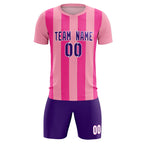 Custom Light Pink Pink Vertical Stripes Casual Outdoor Soccer Sets Jersey