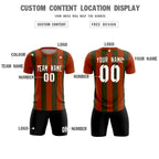 Custom Texas Orange Olive Vertical Stripes Casual Outdoor Soccer Sets Jersey