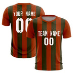 Custom Texas Orange Olive Vertical Stripes Casual Outdoor Soccer Sets Jersey