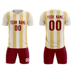 Custom Cream Khaki Vertical Stripes Casual Outdoor Soccer Sets Jersey
