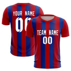 Custom Red Royal Vertical Stripes Casual Outdoor Soccer Sets Jersey