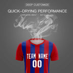 Custom Red Royal Vertical Stripes Casual Outdoor Soccer Sets Jersey