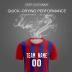 Custom Red Royal Vertical Stripes Casual Outdoor Soccer Sets Jersey