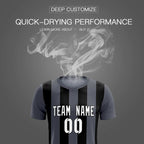 Custom Dark Gray Black Vertical Stripes Casual Outdoor Soccer Sets Jersey