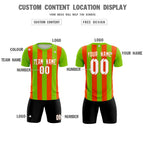 Custom Neon Green Orange Vertical Stripes Casual Outdoor Soccer Sets Jersey