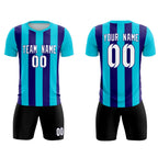 Custom Sky Blue Royal Vertical Stripes Casual Outdoor Soccer Sets Jersey