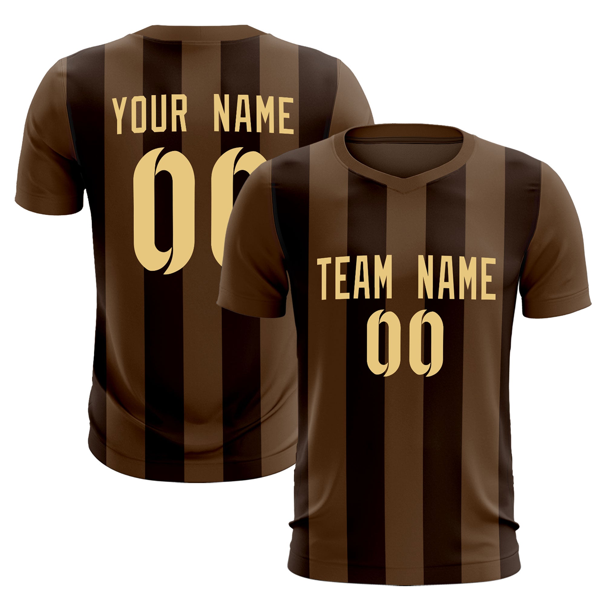 Custom Light Brown Brown Vertical Stripes Casual Outdoor Soccer Sets Jersey
