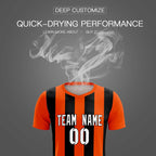 Custom Orange Black Vertical Stripes Casual Outdoor Soccer Sets Jersey