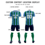 Custom Light Blue Kelly Green Vertical Stripes Casual Outdoor Soccer Sets Jersey