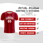 Custom Red Crimson Vertical Stripes Casual Outdoor Soccer Sets Jersey