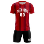 Custom Red Crimson Vertical Stripes Casual Outdoor Soccer Sets Jersey