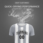 Custom White Gray Vertical Stripes Casual Outdoor Soccer Sets Jersey