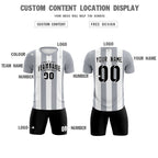 Custom White Gray Vertical Stripes Casual Outdoor Soccer Sets Jersey