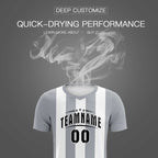 Custom White Gray Vertical Stripes Casual Outdoor Soccer Sets Jersey