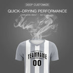 Custom White Gray Vertical Stripes Casual Outdoor Soccer Sets Jersey