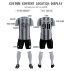 Custom Gray Dark Gray Vertical Stripes Casual Outdoor Soccer Sets Jersey