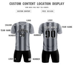 Custom Gray Dark Gray Vertical Stripes Casual Outdoor Soccer Sets Jersey