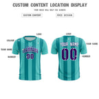 Custom Bright Green Aqua Vertical Stripes Casual Outdoor Soccer Sets Jersey
