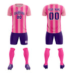 Custom Light Pink Pink Vertical Stripes Casual Outdoor Soccer Sets Jersey