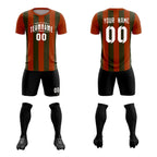 Custom Texas Orange Olive Vertical Stripes Casual Outdoor Soccer Sets Jersey