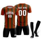 Custom Texas Orange Olive Vertical Stripes Casual Outdoor Soccer Sets Jersey