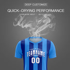 Custom Powder Blue Royal Vertical Stripes Casual Outdoor Soccer Sets Jersey