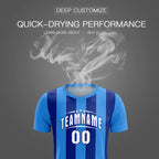 Custom Powder Blue Royal Vertical Stripes Casual Outdoor Soccer Sets Jersey