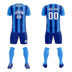 Custom Powder Blue Royal Vertical Stripes Casual Outdoor Soccer Sets Jersey