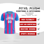 Custom Powder Blue Pink Vertical Stripes Casual Outdoor Soccer Sets Jersey