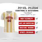Custom Cream Khaki Vertical Stripes Casual Outdoor Soccer Sets Jersey