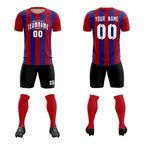 Custom Red Royal Vertical Stripes Casual Outdoor Soccer Sets Jersey