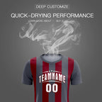 Custom Dark Gray Crimson Vertical Stripes Casual Outdoor Soccer Sets Jersey