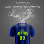 Custom Royal Navy Vertical Stripes Casual Outdoor Soccer Sets Jersey