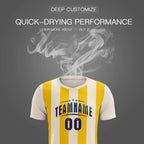 Custom Cream Gold Vertical Stripes Casual Outdoor Soccer Sets Jersey