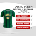 Custom Kelly Green Midnight Green Vertical Stripes Casual Outdoor Soccer Sets Jersey