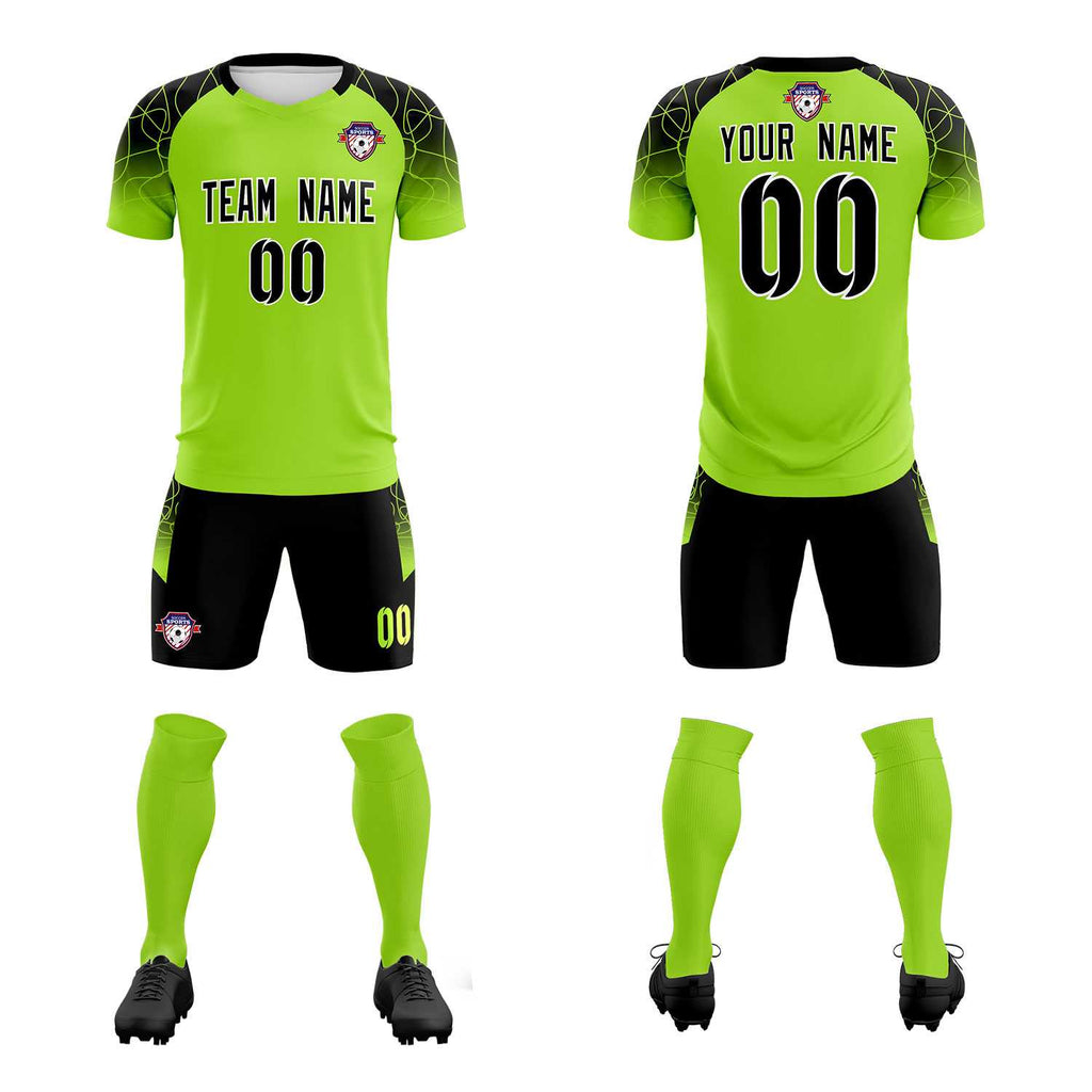 Custom Neon Green Classic Soccer Training Sets Jersey For Adults/Kids