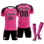 Custom Rose Red Classic Soccer Training Sets Jersey For Adults/Kids