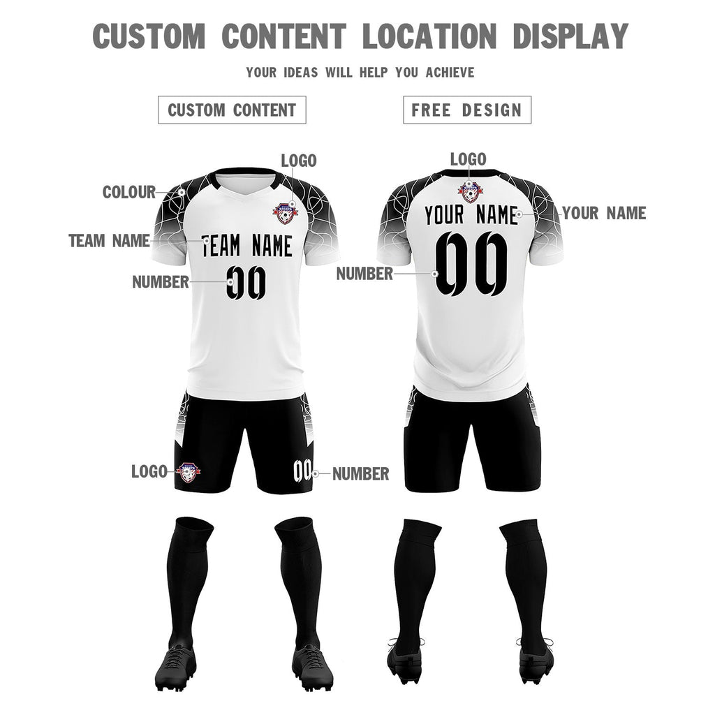 Custom White Classic Soccer Training Sets Jersey For Adults/Kids