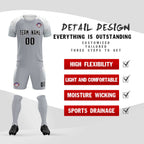 Custom Silver Classic Soccer Training Sets Jersey For Adults/Kids