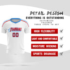 Custom White Raglan Shoulder Striped Soccer Tops/Sets Jersey