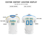 Custom White Raglan Shoulder Striped Soccer Tops/Sets Jersey
