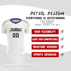 Custom White Raglan Shoulder Striped Soccer Tops/Sets Jersey