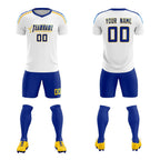Custom White Raglan Shoulder Striped Soccer Tops/Sets Jersey