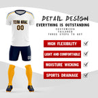 Custom White Raglan Shoulder Striped Soccer Tops/Sets Jersey